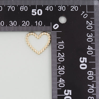 Gold Heart Charms,18K Gold Filled Heart Pendant,Heart Charm Bracelet Necklace for DIY Jewelry Making Supply