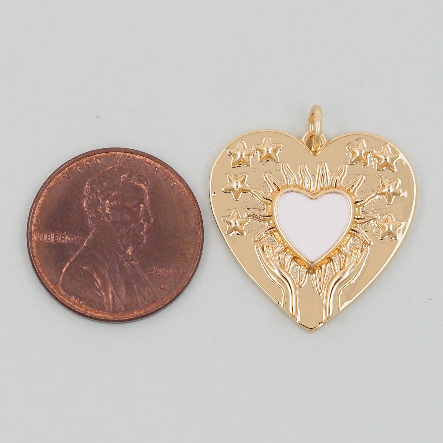 Gold Heart Charms,18K Gold Filled Heart Pendant,Enamel Heart Charm Bracelet Necklace for DIY Jewelry Making Supply