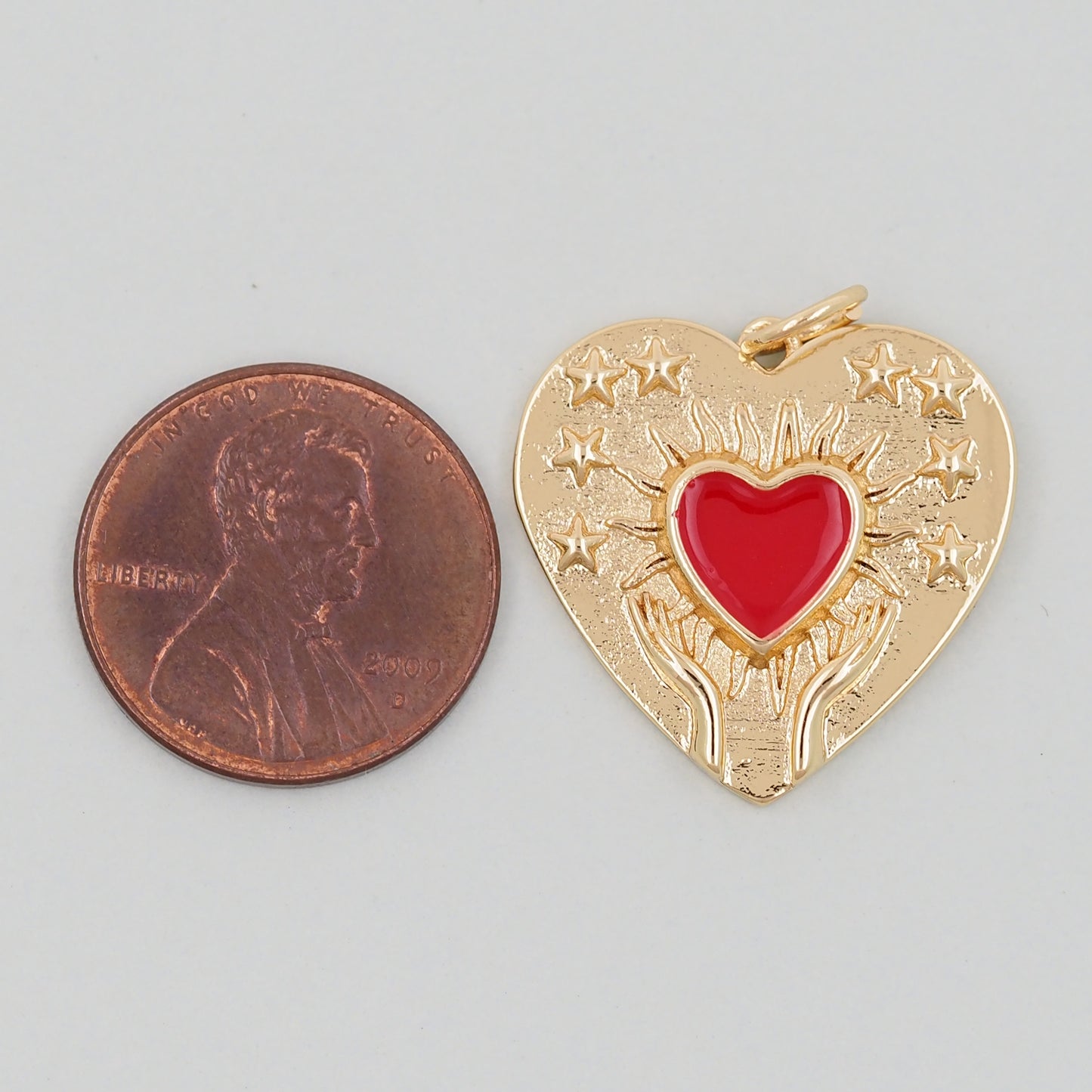 Gold Heart Charms,18K Gold Filled Heart Pendant,Enamel Heart Charm Bracelet Necklace for DIY Jewelry Making Supply