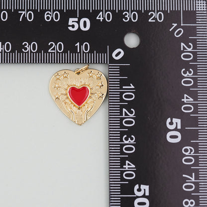Gold Heart Charms,18K Gold Filled Heart Pendant,Enamel Heart Charm Bracelet Necklace for DIY Jewelry Making Supply
