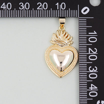 Gold sacred Heart Charms,18K Gold Filled sacred heart Pendant,Religious Charm Bracelet Necklace for DIY Jewelry Making Supply