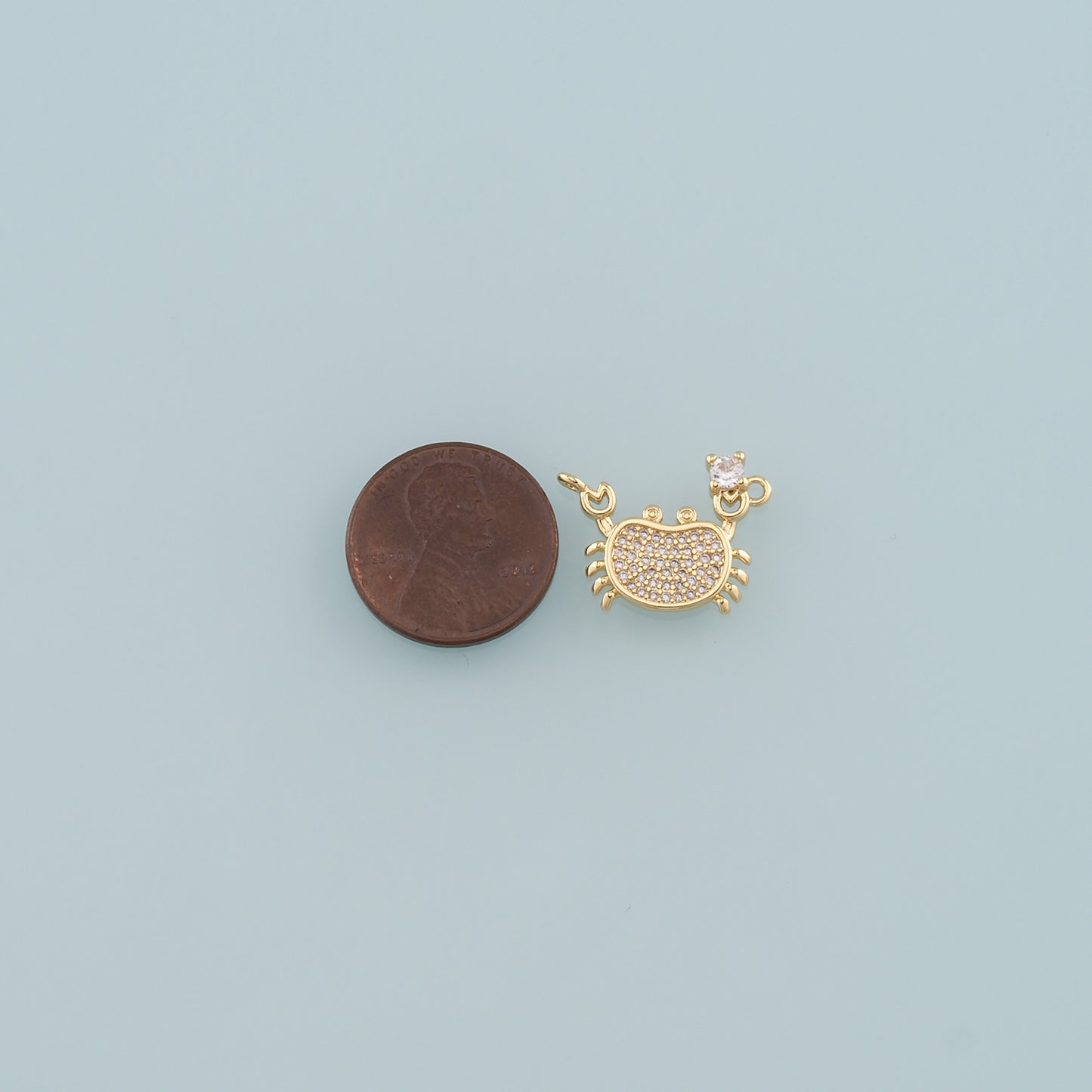 Gold Marine Life Charms,18K Gold Filled Crab Pendant,CZ Micro Pave Crab Charms Bracelet Necklace for DIY Jewelry Making Supply