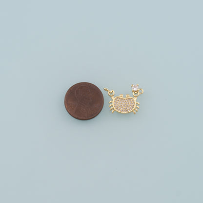 Gold Marine Life Charms,18K Gold Filled Crab Pendant,CZ Micro Pave Crab Charms Bracelet Necklace for DIY Jewelry Making Supply