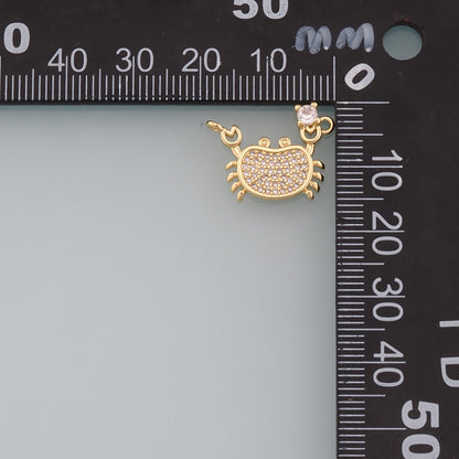Gold Marine Life Charms,18K Gold Filled Crab Pendant,CZ Micro Pave Crab Charms Bracelet Necklace for DIY Jewelry Making Supply