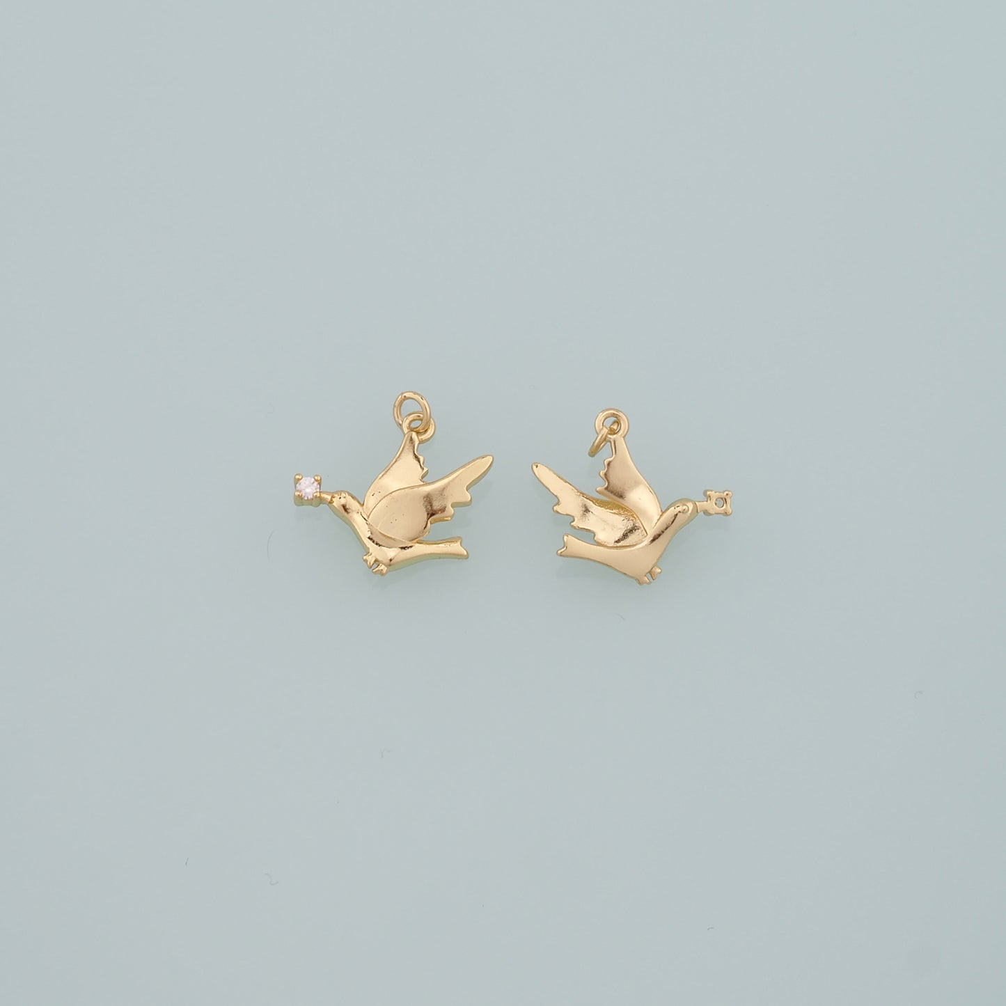 Gold Animal Charms,18K Gold Filled Bird Pendant,CZ Micro Pave Bird Charm Bracelet Necklace for DIY Jewelry Making Supply