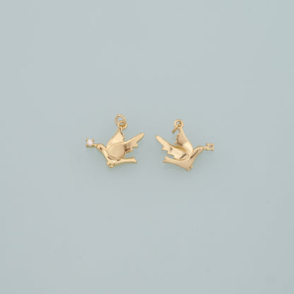 Gold Animal Charms,18K Gold Filled Bird Pendant,CZ Micro Pave Bird Charm Bracelet Necklace for DIY Jewelry Making Supply