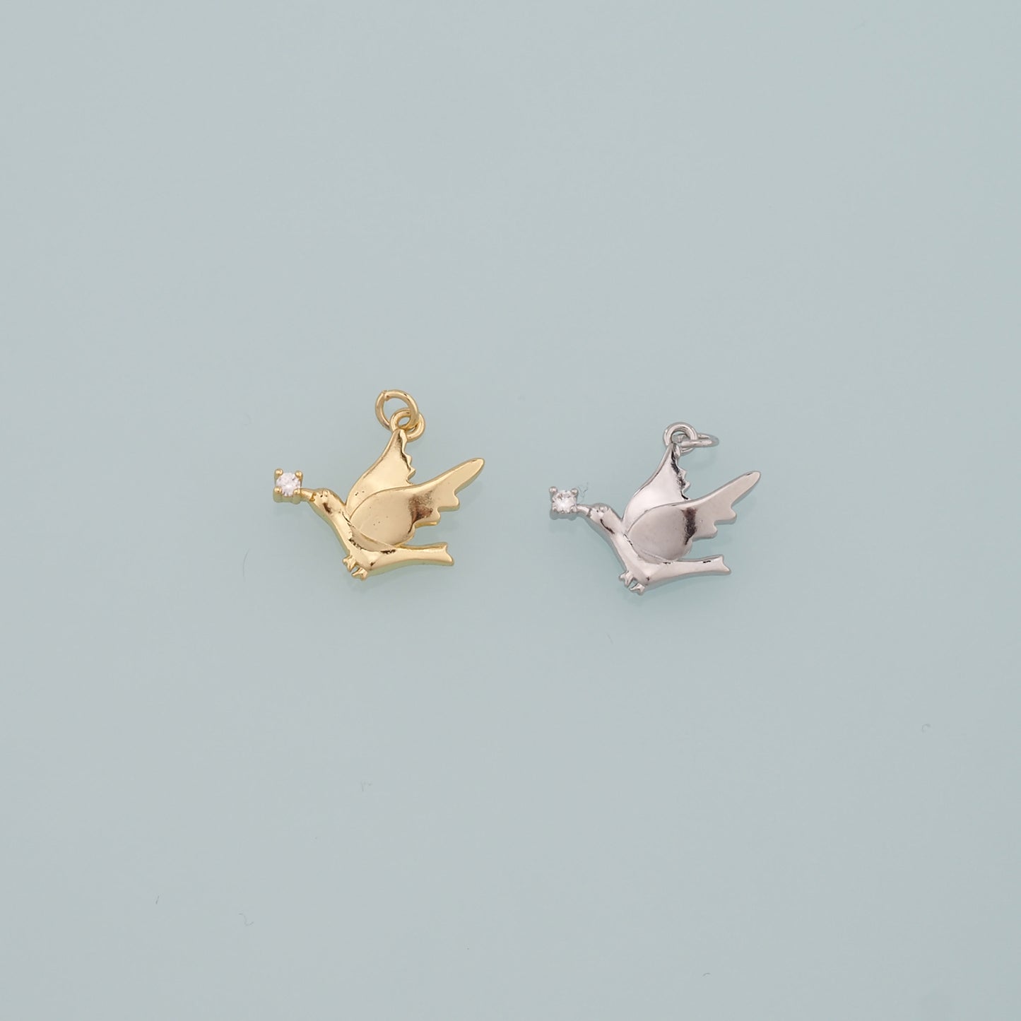 Gold Animal Charms,18K Gold Filled Bird Pendant,CZ Micro Pave Bird Charm Bracelet Necklace for DIY Jewelry Making Supply