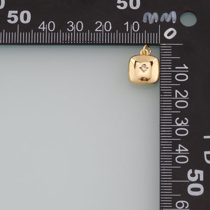 Gold Square Charms,18K Gold Filled Square Pendant,CZ Micro Pave Square Charm Bracelet Necklace for DIY Jewelry Making Supply