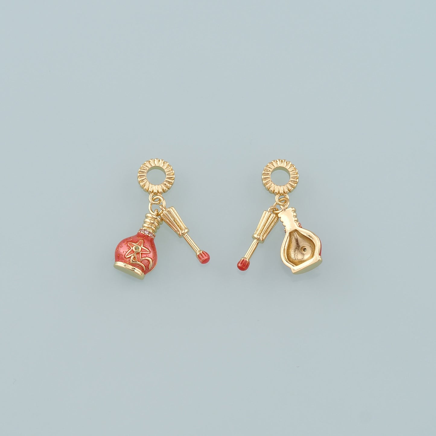 Gold Manicure Charms,18K Gold Filled Nail Polish Pendant,Enamel Nail Polish Charm Bracelet Necklace for DIY Jewelry Making Supply