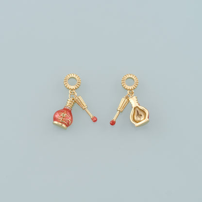 Gold Manicure Charms,18K Gold Filled Nail Polish Pendant,Enamel Nail Polish Charm Bracelet Necklace for DIY Jewelry Making Supply