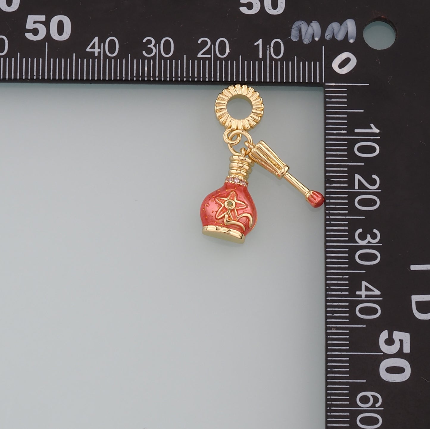 Gold Manicure Charms,18K Gold Filled Nail Polish Pendant,Enamel Nail Polish Charm Bracelet Necklace for DIY Jewelry Making Supply