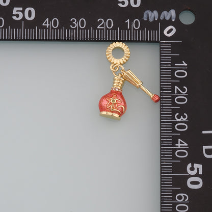 Gold Manicure Charms,18K Gold Filled Nail Polish Pendant,Enamel Nail Polish Charm Bracelet Necklace for DIY Jewelry Making Supply