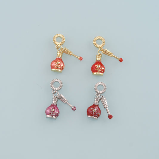 Gold Manicure Charms,18K Gold Filled Nail Polish Pendant,Enamel Nail Polish Charm Bracelet Necklace for DIY Jewelry Making Supply