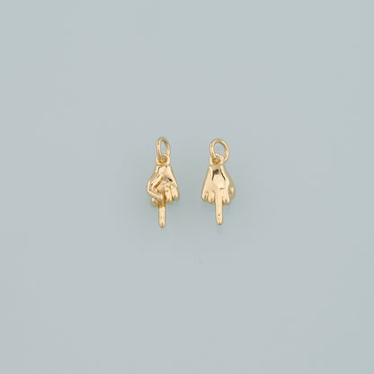Gold Hand Charms,18K Gold Filled Gesture Pendant,Hand Charm Bracelet Necklace for DIY Jewelry Making Supply