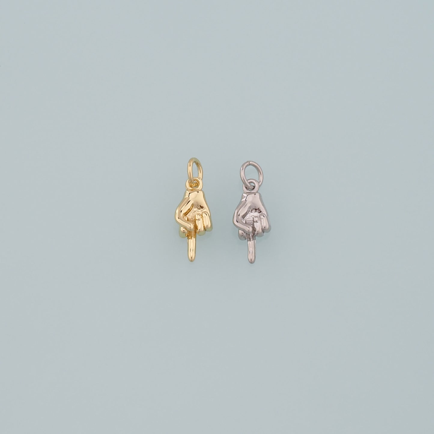 Gold Hand Charms,18K Gold Filled Gesture Pendant,Hand Charm Bracelet Necklace for DIY Jewelry Making Supply