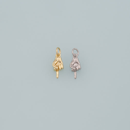 Gold Hand Charms,18K Gold Filled Gesture Pendant,Hand Charm Bracelet Necklace for DIY Jewelry Making Supply