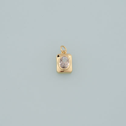18K Gold Filled Rectangle Pendant,Dainty Rectangle Charm Bracelet Necklace for DIY Jewelry Making Supply