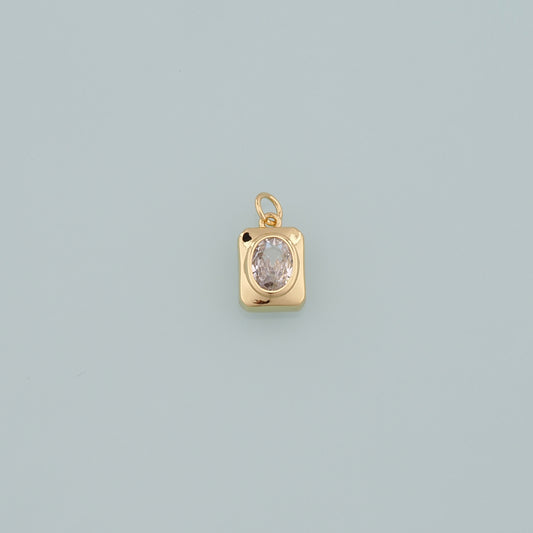 18K Gold Filled Rectangle Pendant,Dainty Rectangle Charm Bracelet Necklace for DIY Jewelry Making Supply