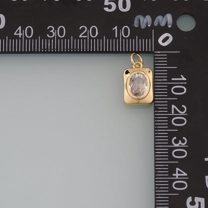18K Gold Filled Rectangle Pendant,Dainty Rectangle Charm Bracelet Necklace for DIY Jewelry Making Supply