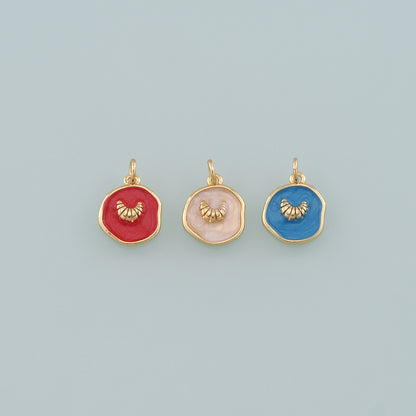 Gold Bread Charms,18K Gold Filled Croissant Pendant,Enamel Croissant Charm Bracelet Necklace for DIY Jewelry Making Supply