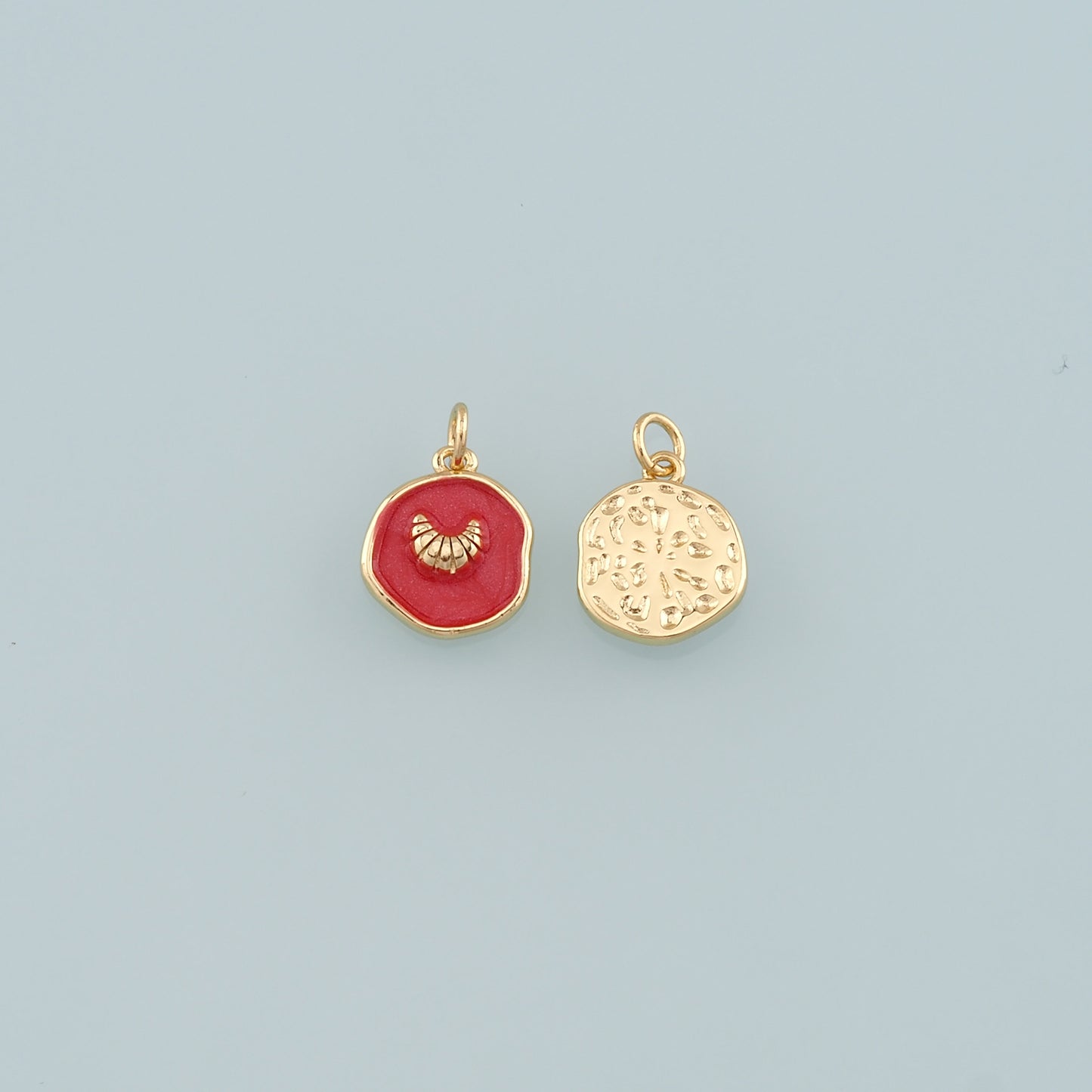 Gold Bread Charms,18K Gold Filled Croissant Pendant,Enamel Croissant Charm Bracelet Necklace for DIY Jewelry Making Supply