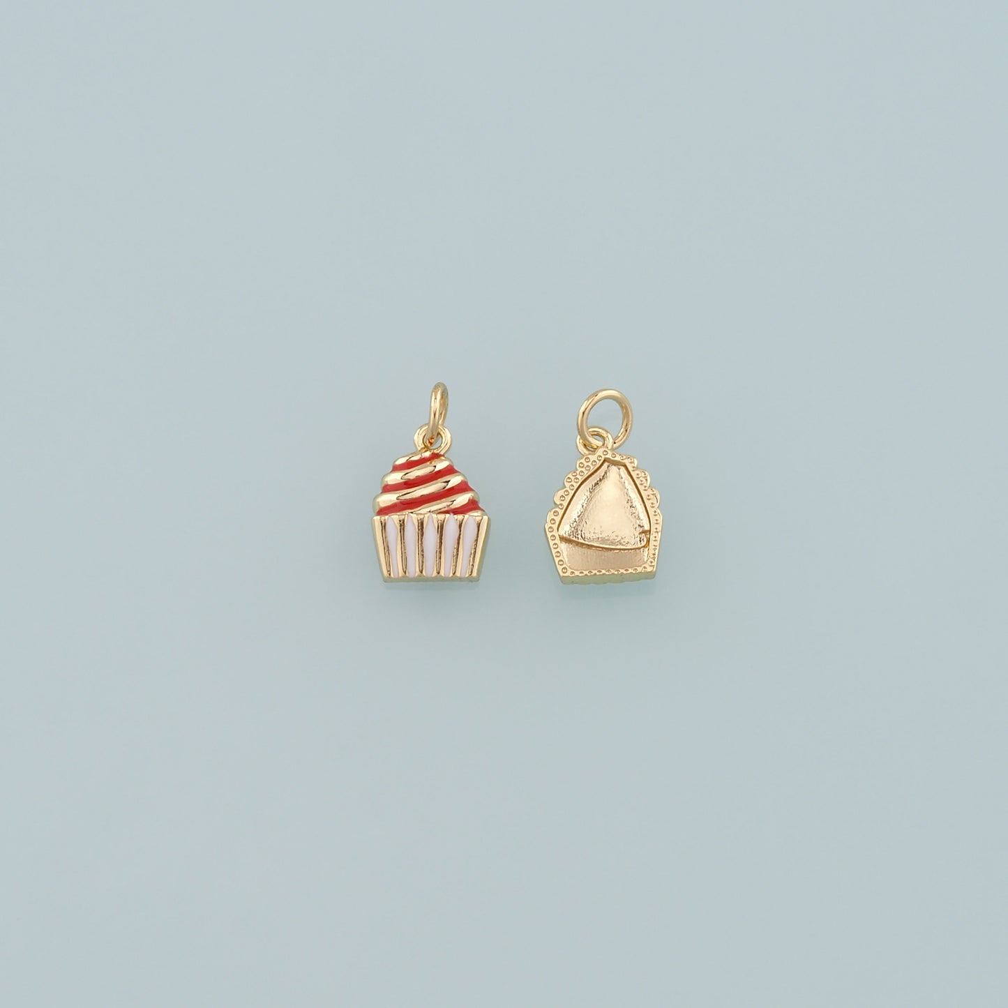 Gold Dessert Charms,18K Gold Filled Cake Pendant,Enamel Cake Charm Bracelet Necklace for DIY Jewelry Making Supply