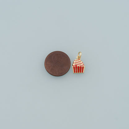 Gold Dessert Charms,18K Gold Filled Cake Pendant,Enamel Cake Charm Bracelet Necklace for DIY Jewelry Making Supply