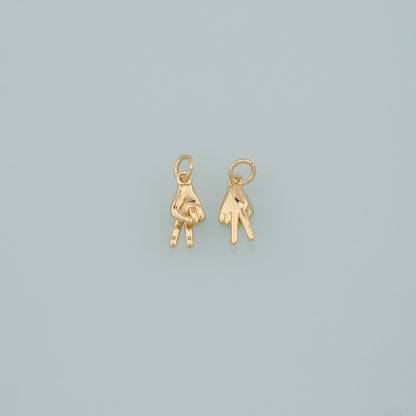 Gold Hand Charms,18K Gold Filled Gesture Pendant,Hand Charm Bracelet Necklace for DIY Jewelry Making Supply