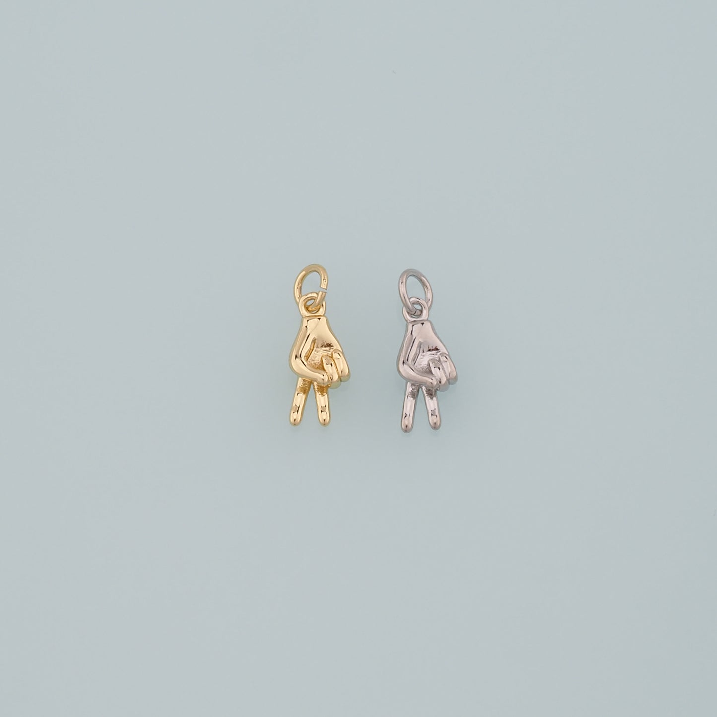Gold Hand Charms,18K Gold Filled Gesture Pendant,Hand Charm Bracelet Necklace for DIY Jewelry Making Supply