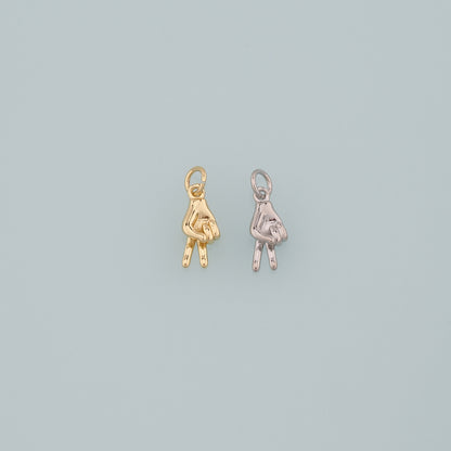 Gold Hand Charms,18K Gold Filled Gesture Pendant,Hand Charm Bracelet Necklace for DIY Jewelry Making Supply