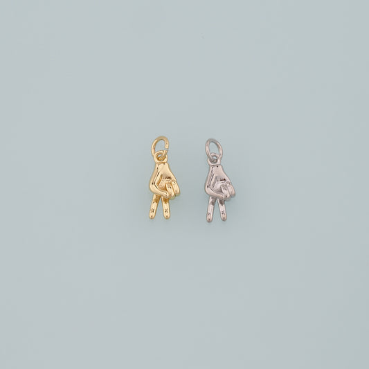 Gold Hand Charms,18K Gold Filled Gesture Pendant,Hand Charm Bracelet Necklace for DIY Jewelry Making Supply
