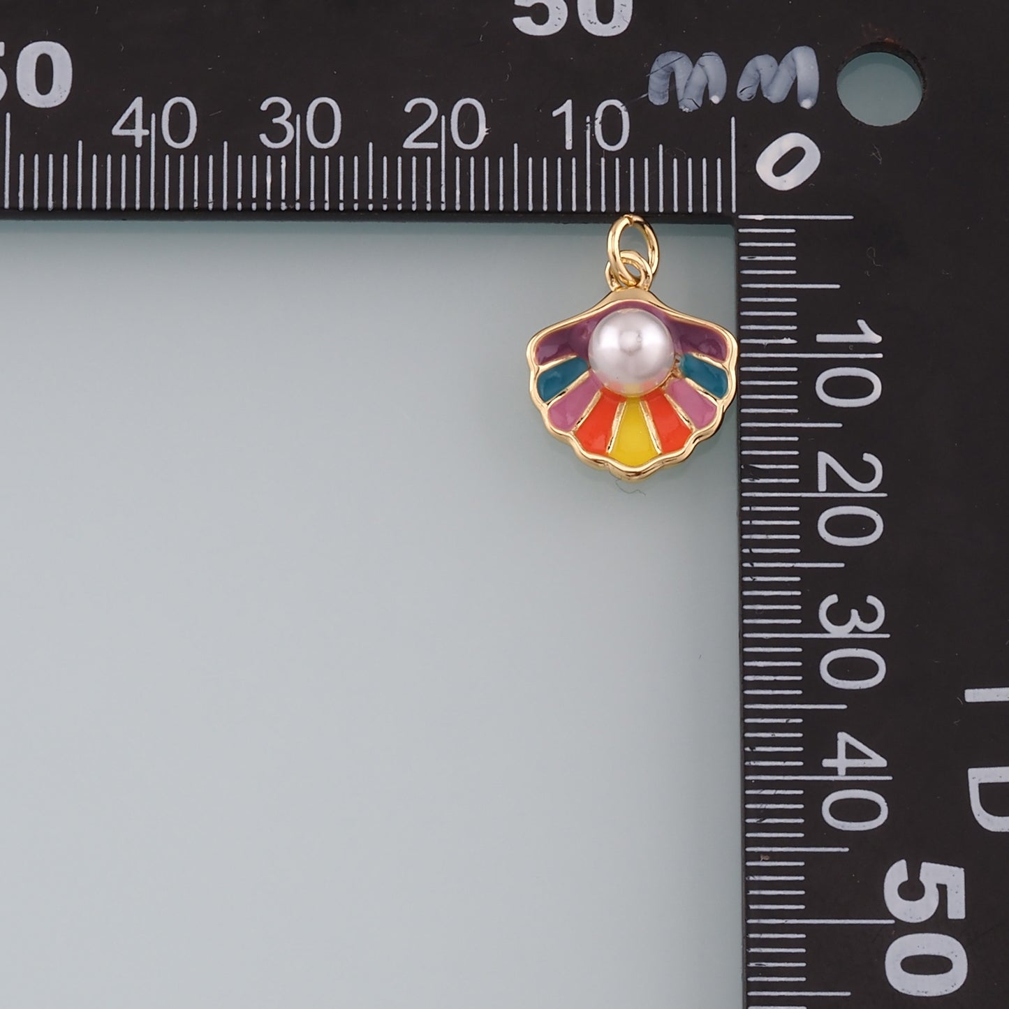 Gold Shell Charms,18K Gold Filled Pearl Scallop Pendant,Enamel Conch Shell Charm Bracelet Necklace for DIY Jewelry Making Supply
