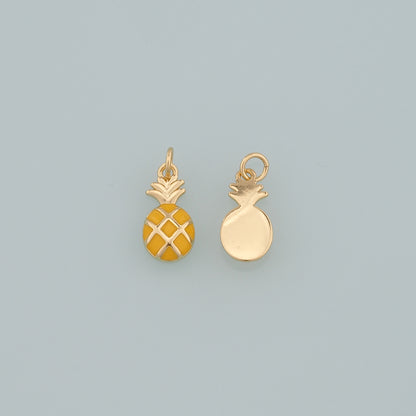 Gold Pineapple Charms,18K Gold Filled Pineapple Pendant,Enamel Fruit Charm Bracelet Necklace for DIY Jewelry Making Supply