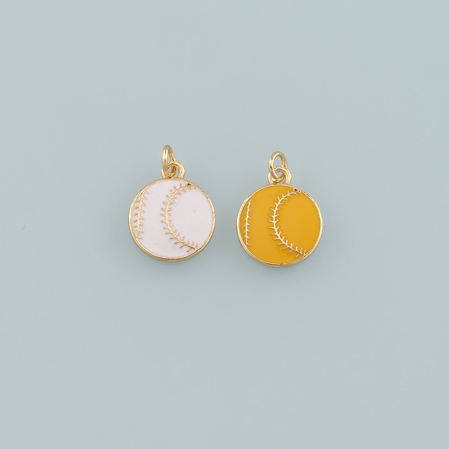 Gold Sports Charms,18K Gold Filled Baseball Pendant,Enamel Softball Charm Bracelet Necklace for DIY Jewelry Making Supply