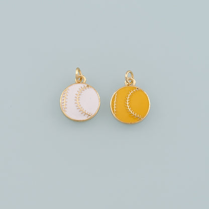Gold Sports Charms,18K Gold Filled Baseball Pendant,Enamel Softball Charm Bracelet Necklace for DIY Jewelry Making Supply
