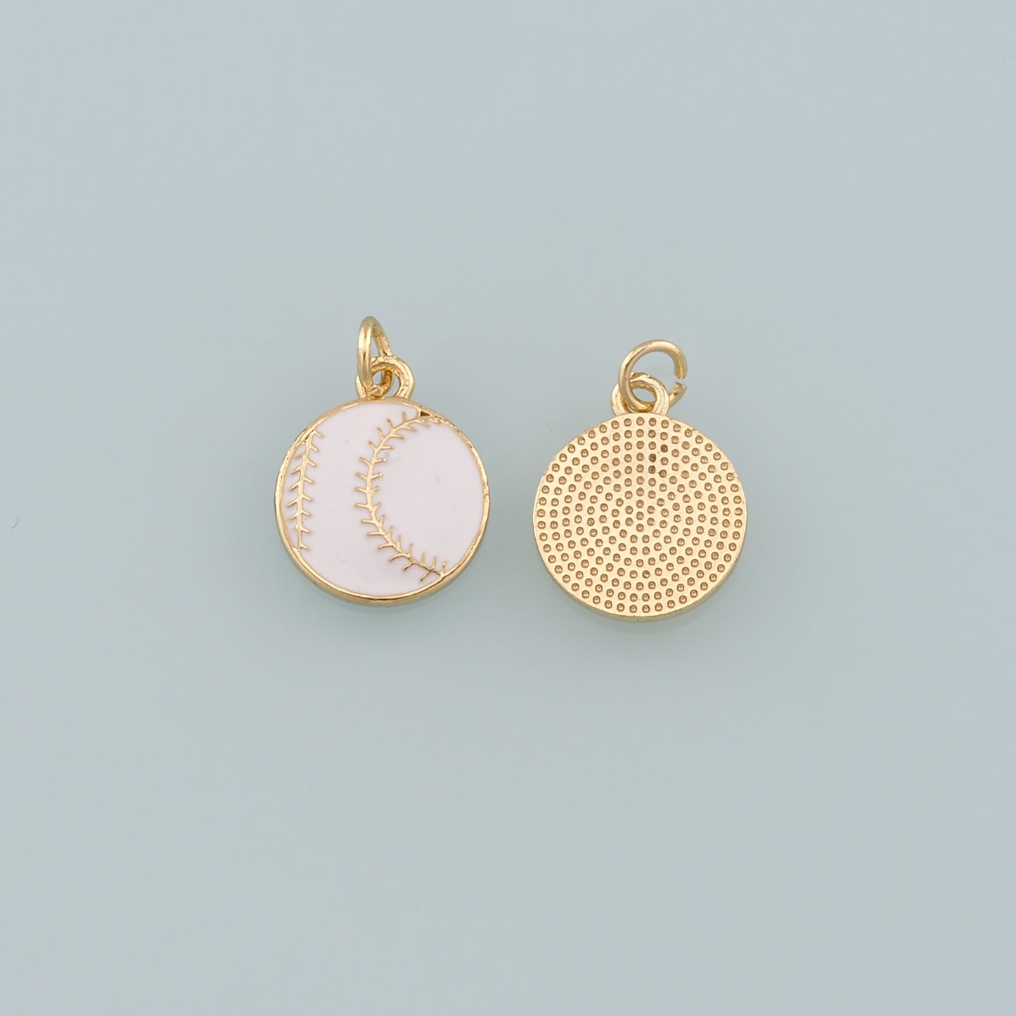 Gold Sports Charms,18K Gold Filled Baseball Pendant,Enamel Softball Charm Bracelet Necklace for DIY Jewelry Making Supply