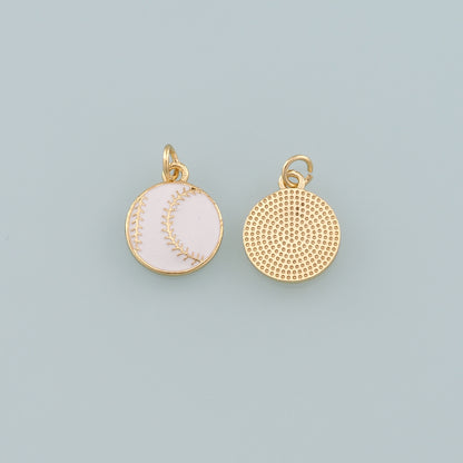 Gold Sports Charms,18K Gold Filled Baseball Pendant,Enamel Softball Charm Bracelet Necklace for DIY Jewelry Making Supply