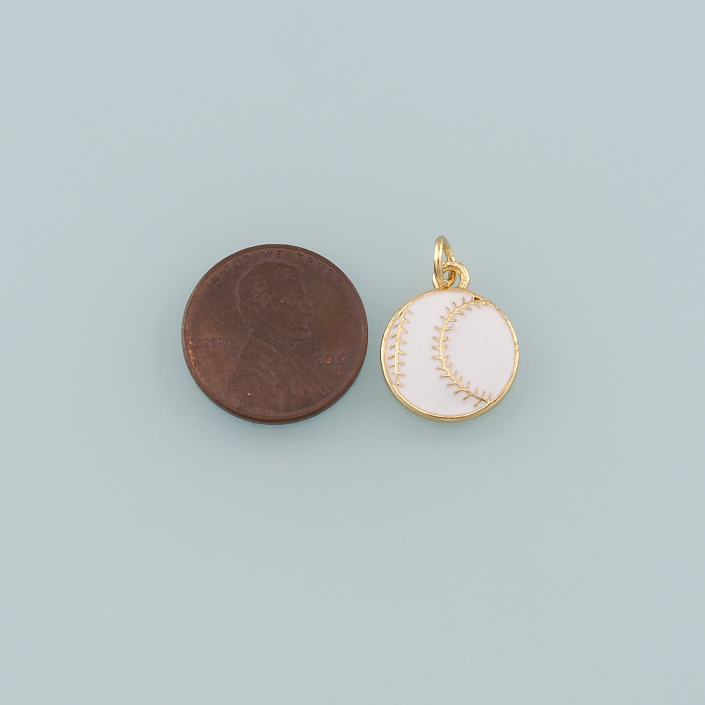 Gold Sports Charms,18K Gold Filled Baseball Pendant,Enamel Softball Charm Bracelet Necklace for DIY Jewelry Making Supply