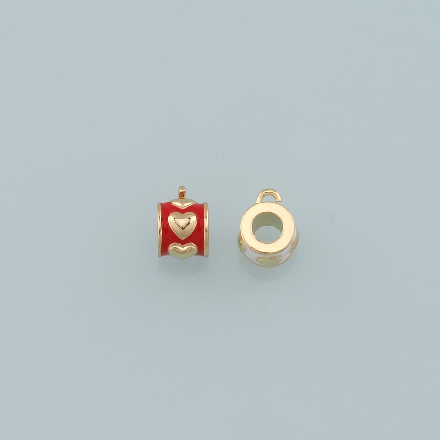 18K Gold Filled Heart Spacer Bead,Enamel Heart Charm Bracelet Necklace for DIY Jewelry Making Supply