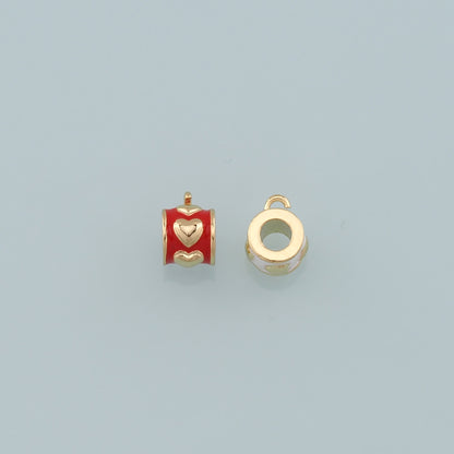 18K Gold Filled Heart Spacer Bead,Enamel Heart Charm Bracelet Necklace for DIY Jewelry Making Supply