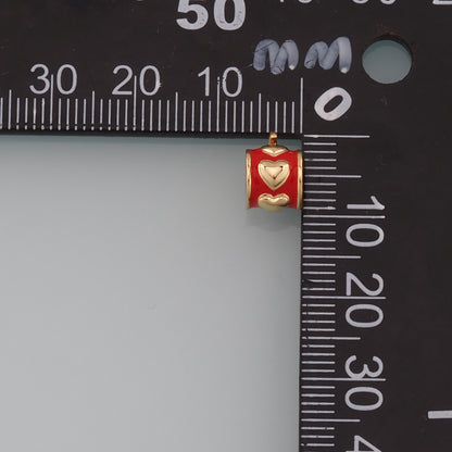 18K Gold Filled Heart Spacer Bead,Enamel Heart Charm Bracelet Necklace for DIY Jewelry Making Supply
