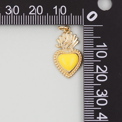 Gold sacred Heart Charms,18K Gold Filled sacred heart Pendant,Religious Charm Bracelet Necklace for DIY Jewelry Making Supply