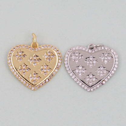 Gold Heart Charms,18K Gold Filled Heart Pendant,Heart Charm Bracelet Necklace for DIY Jewelry Making Supply