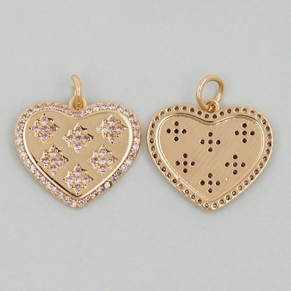 Gold Heart Charms,18K Gold Filled Heart Pendant,Heart Charm Bracelet Necklace for DIY Jewelry Making Supply