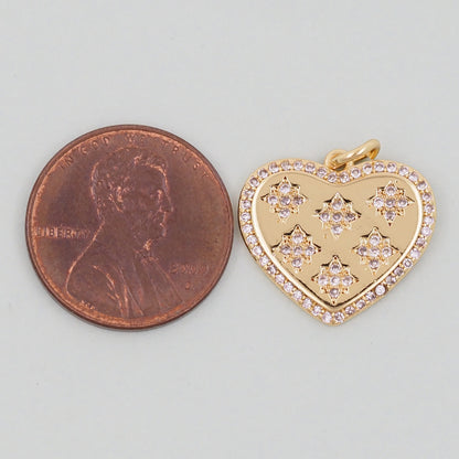 Gold Heart Charms,18K Gold Filled Heart Pendant,Heart Charm Bracelet Necklace for DIY Jewelry Making Supply