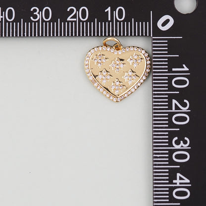 Gold Heart Charms,18K Gold Filled Heart Pendant,Heart Charm Bracelet Necklace for DIY Jewelry Making Supply