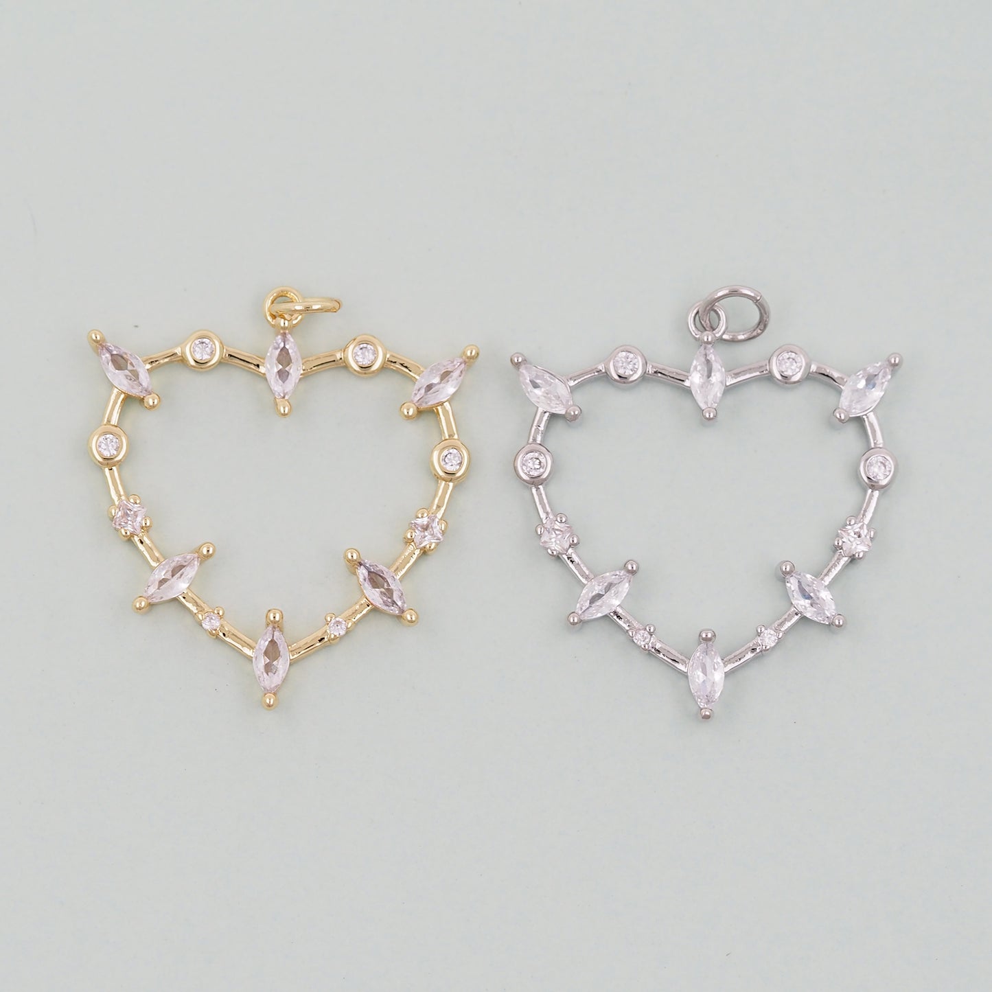 Gold Heart Charms,18K Gold Filled Heart Pendant,Heart Charm Bracelet Necklace for DIY Jewelry Making Supply