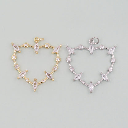 Gold Heart Charms,18K Gold Filled Heart Pendant,Heart Charm Bracelet Necklace for DIY Jewelry Making Supply