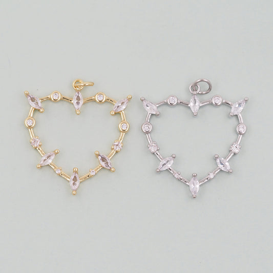 Gold Heart Charms,18K Gold Filled Heart Pendant,Heart Charm Bracelet Necklace for DIY Jewelry Making Supply