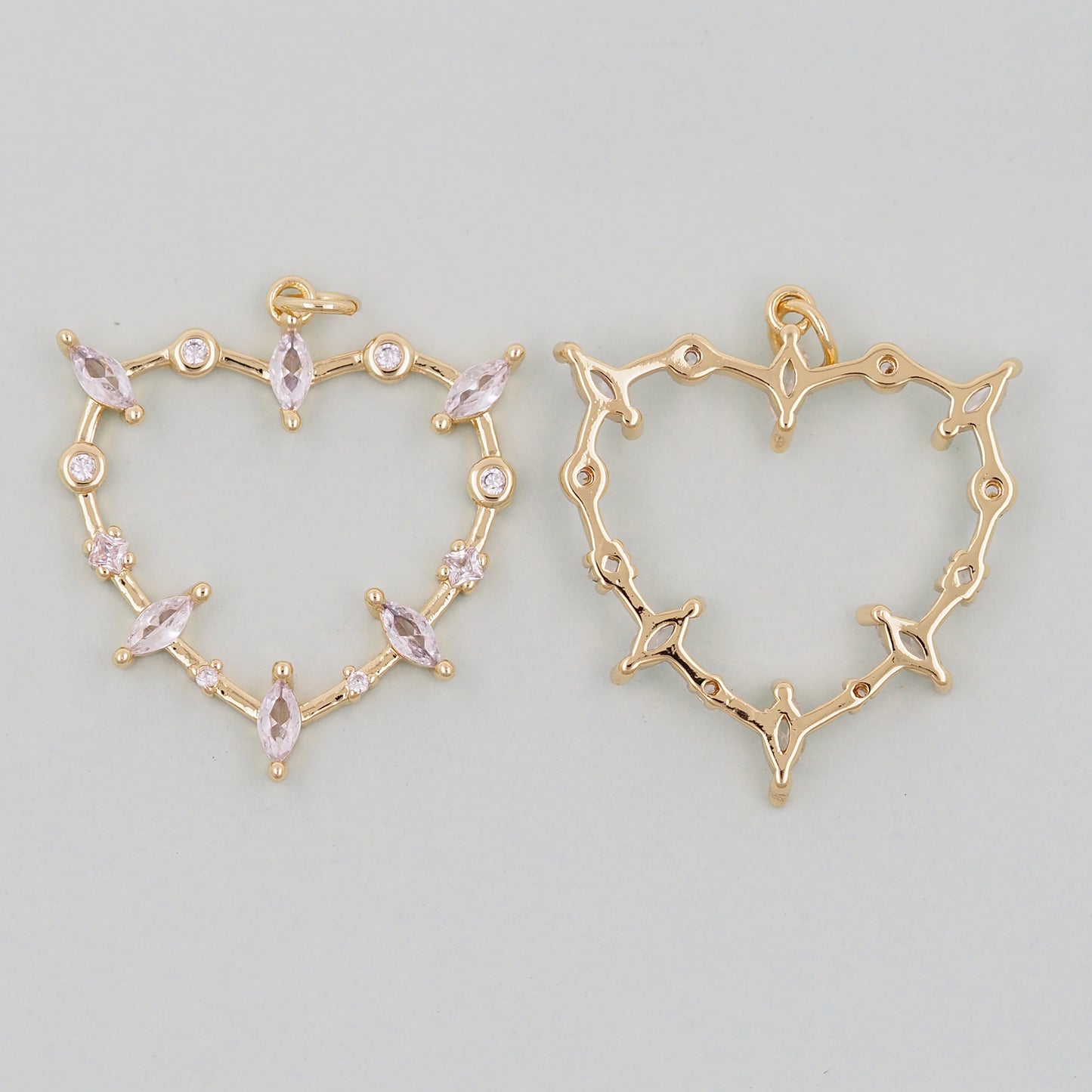 Gold Heart Charms,18K Gold Filled Heart Pendant,Heart Charm Bracelet Necklace for DIY Jewelry Making Supply